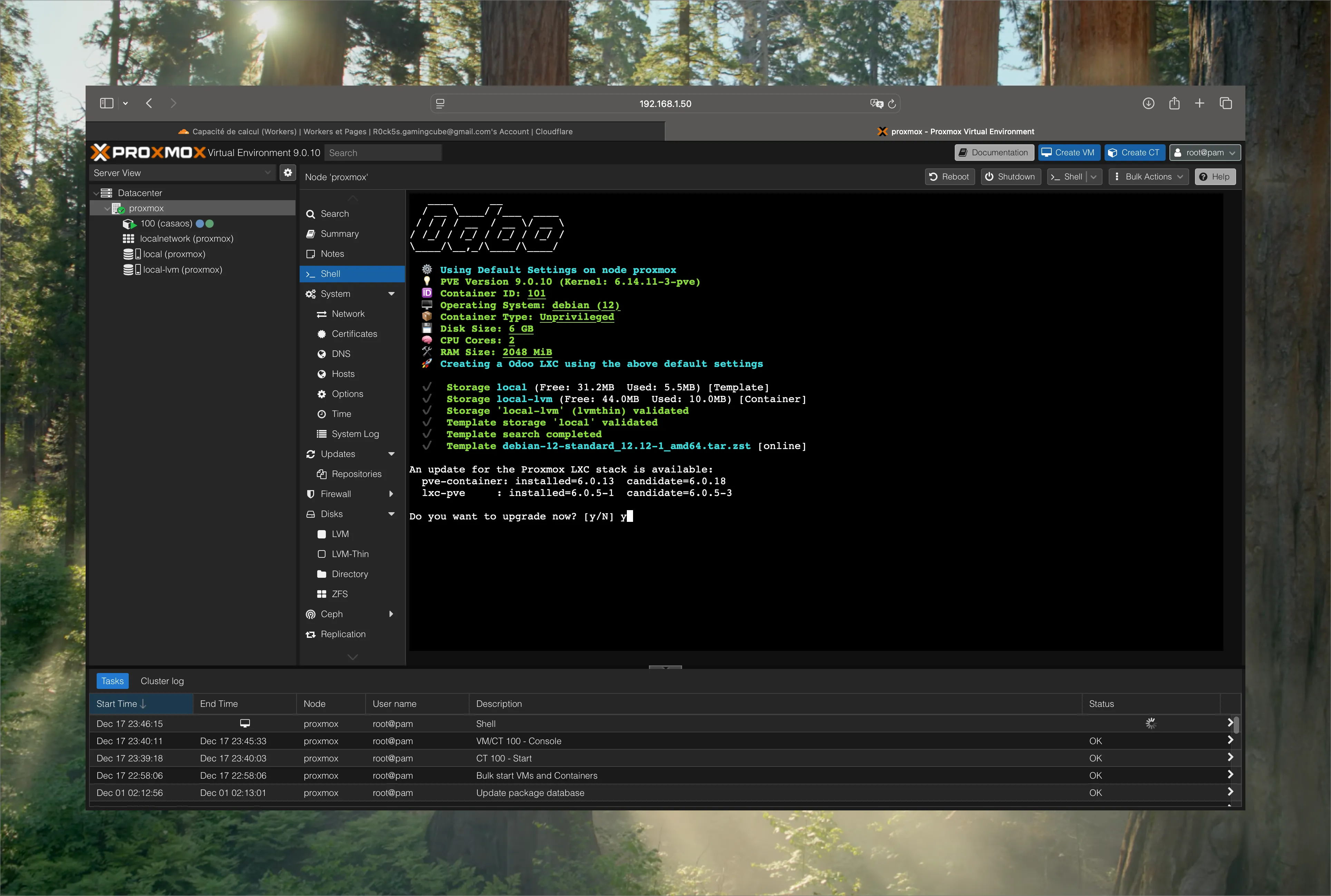 CLI Debian sur Proxmox